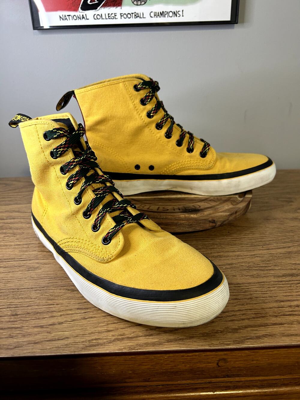 Dr Martens Yellow Monet with Green Vintage Laces size 10/EU 42